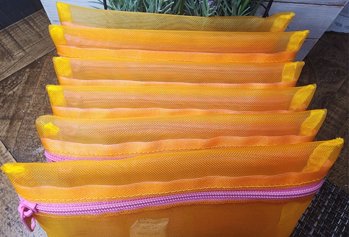 Set of 6 Mesh Makeup Bags for Cosmetics and Accessories 8x6 Inches