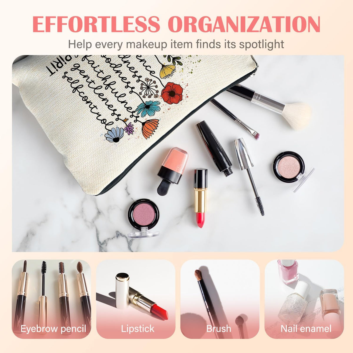 Christian Makeup Bag for Women - Stylish Portable Cosmetic Organizer