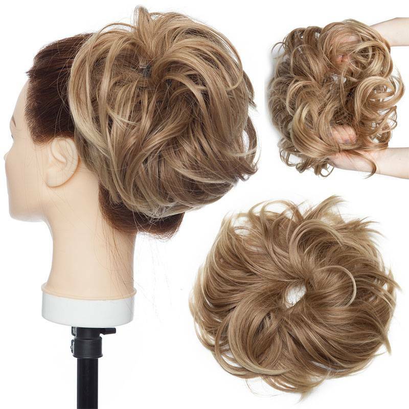 Large Messy Bun Hair Extension - Voluminous Synthetic Ponytail Wrap