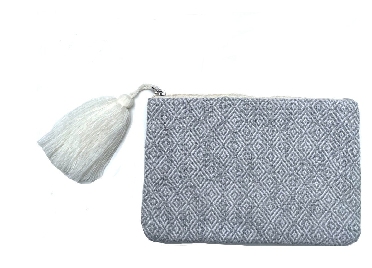 10-Inch Canvas Pencil and Makeup Pouch with Geometric Pattern