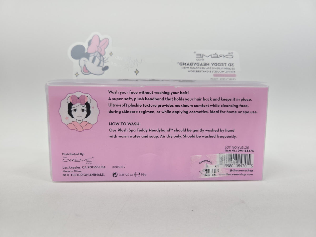 The Crème Shop Minnie Mouse 3D Teddy Plush Spa Headband Pink Sequins