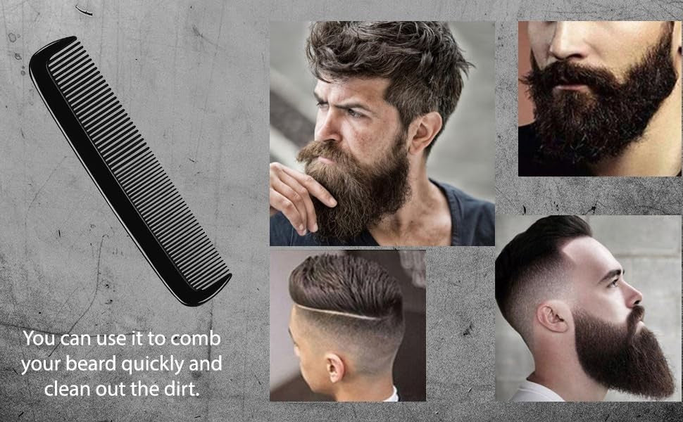 Pocket Hair Comb for Men Beard & Mustache Styling - 5 Inch Black CombSet