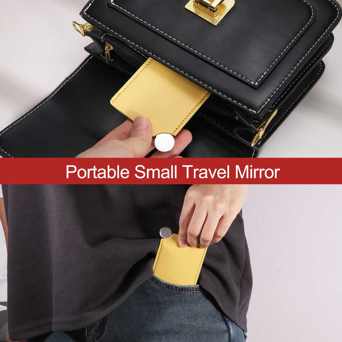 Portable Stainless Steel Pocket Mirror for Makeup & Travel - 2.5x3.66 Inches