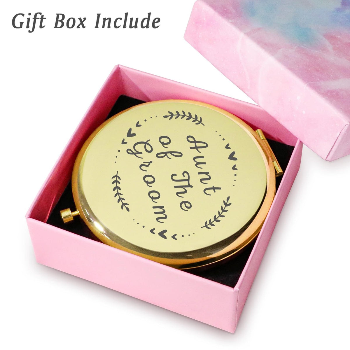 Personalized Aunt of The Groom Compact Mirror - Wedding Gift, Bridal Shower Accessory