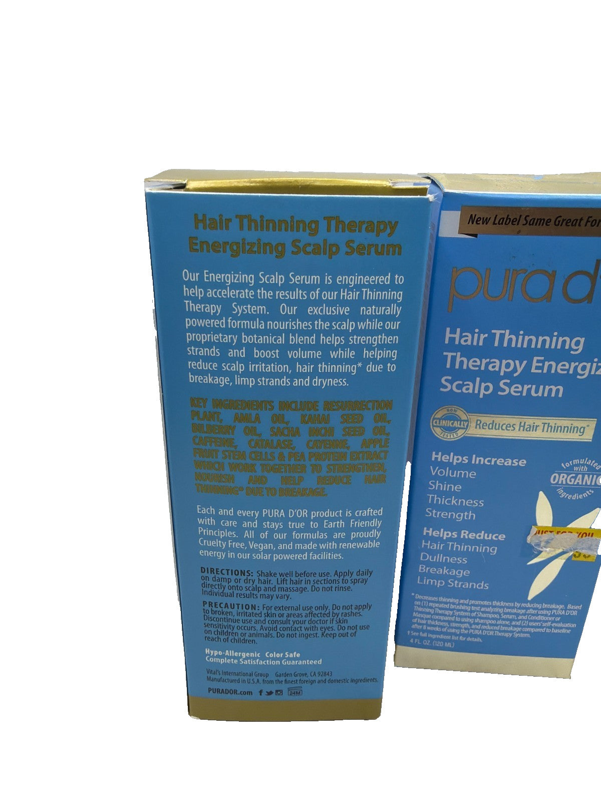 (2) PURA D’OR Hair Thinning Therapy Energizing Scalp Serum 4 oz