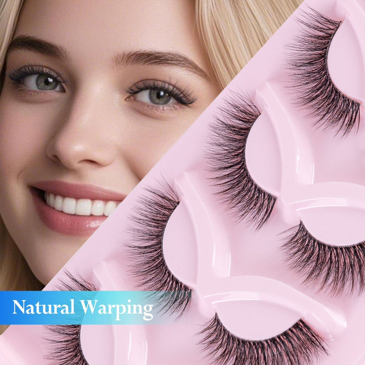 False Eyelashes 10 Pairs Natural Cat Eye Wispy 3D Reusable Cruelty-Free