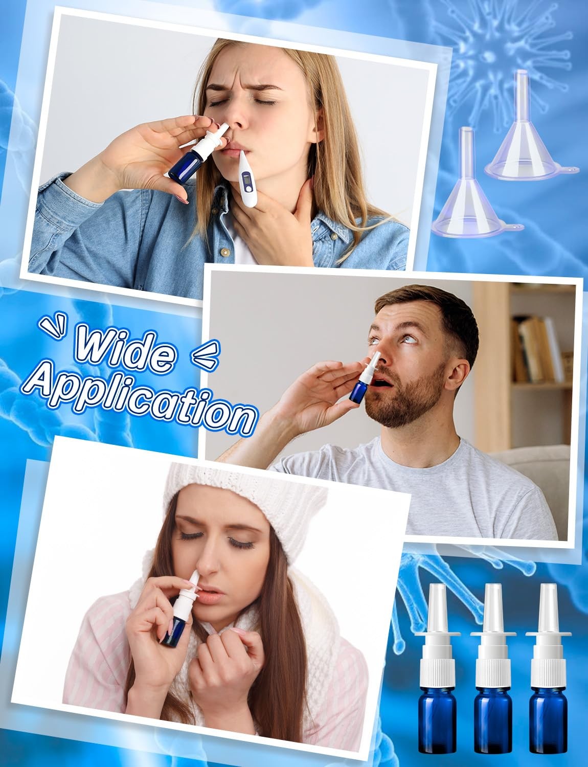 Reusable Glass Nasal Spray Bottle 5ml Fine Mist Travel Pack
