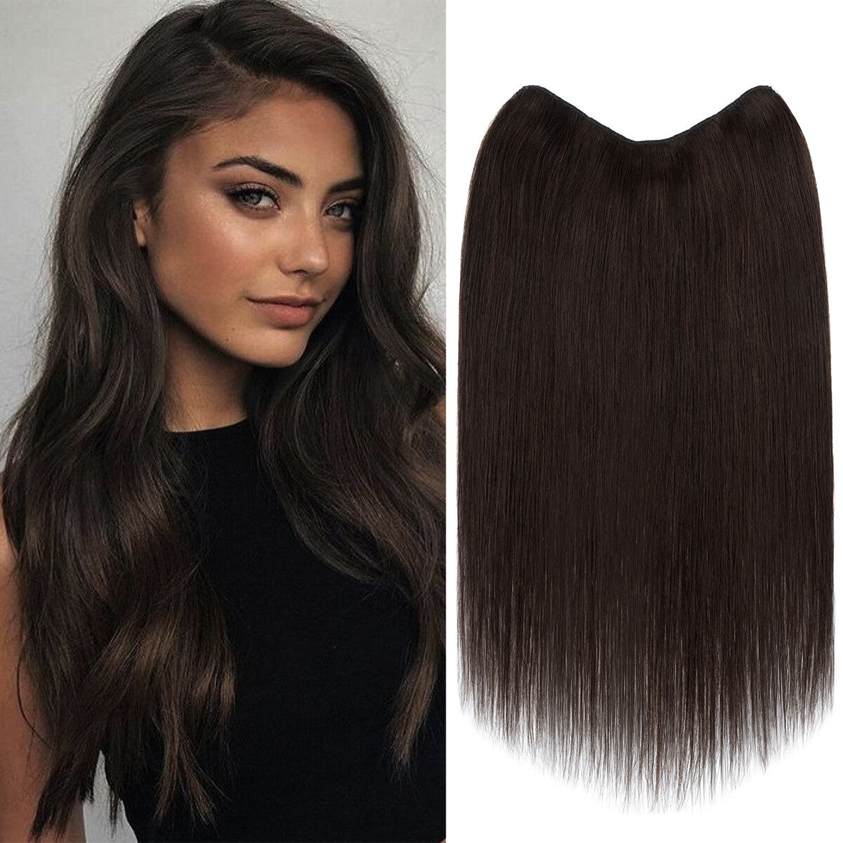 V-Shape Clip-In Human Hair Extensions Half Head - Remy Straight Hair