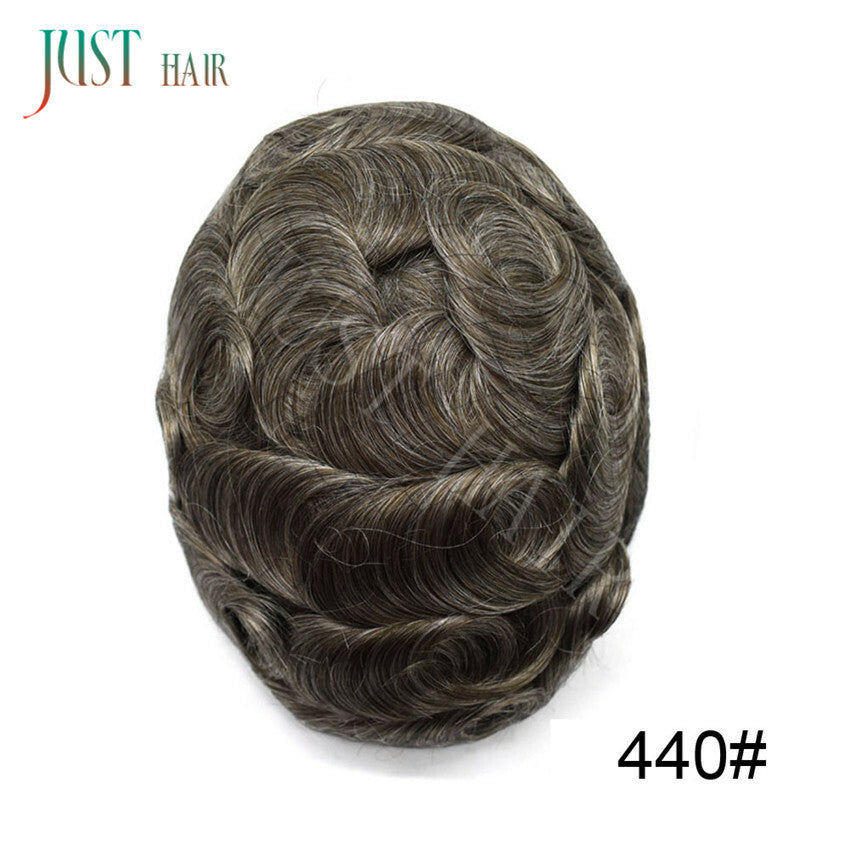 Men's Bleached Lace Front Hair Replacement Toupee - Natural Hairline, Virgin Human Hair