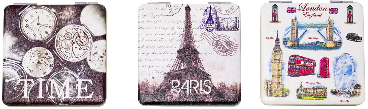 Pack of 3 Square Folding Compact Makeup Mirrors with Magnification