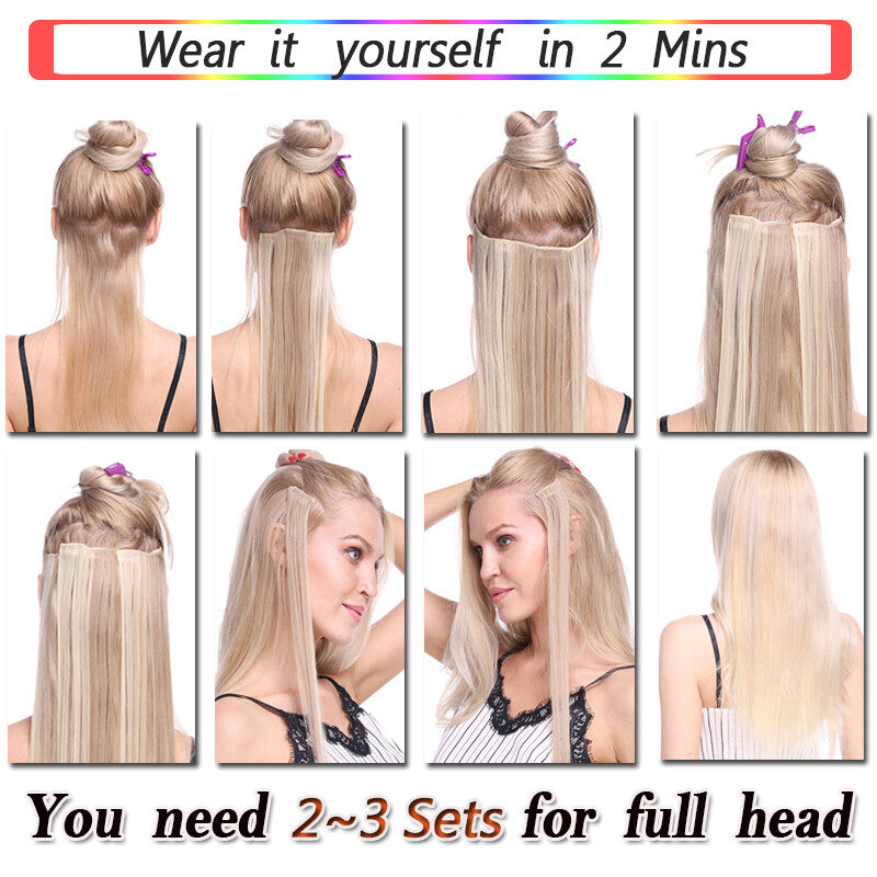 Clip-In Real Remy Human Hair Extensions for Full Head - Blonde