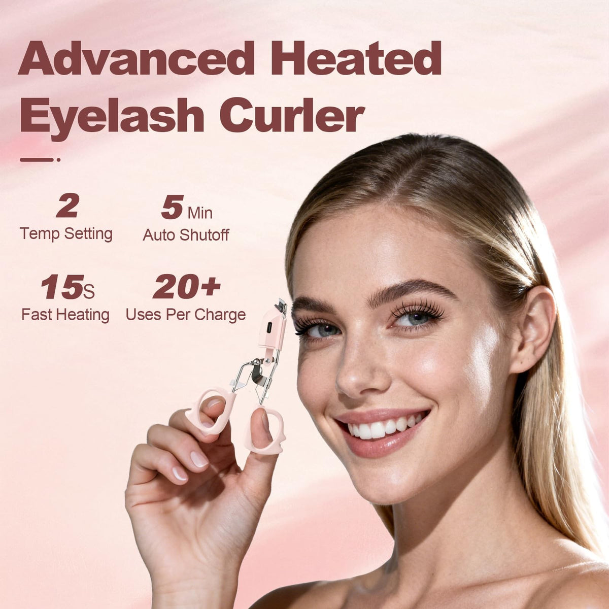 Electric Heated Eyelash Curler with 2 Heat Modes & Long-Lasting Curl