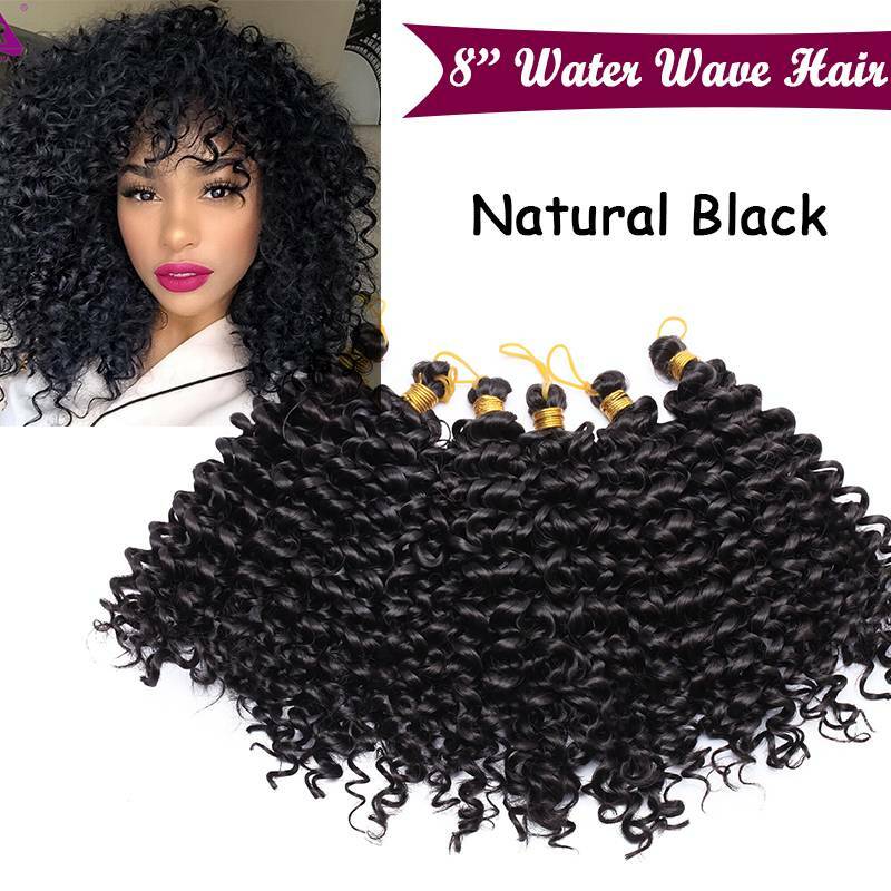 Hair Extensions Pre-Cilled Water Wave Crochet Braids Ombre 8-14 Inch
