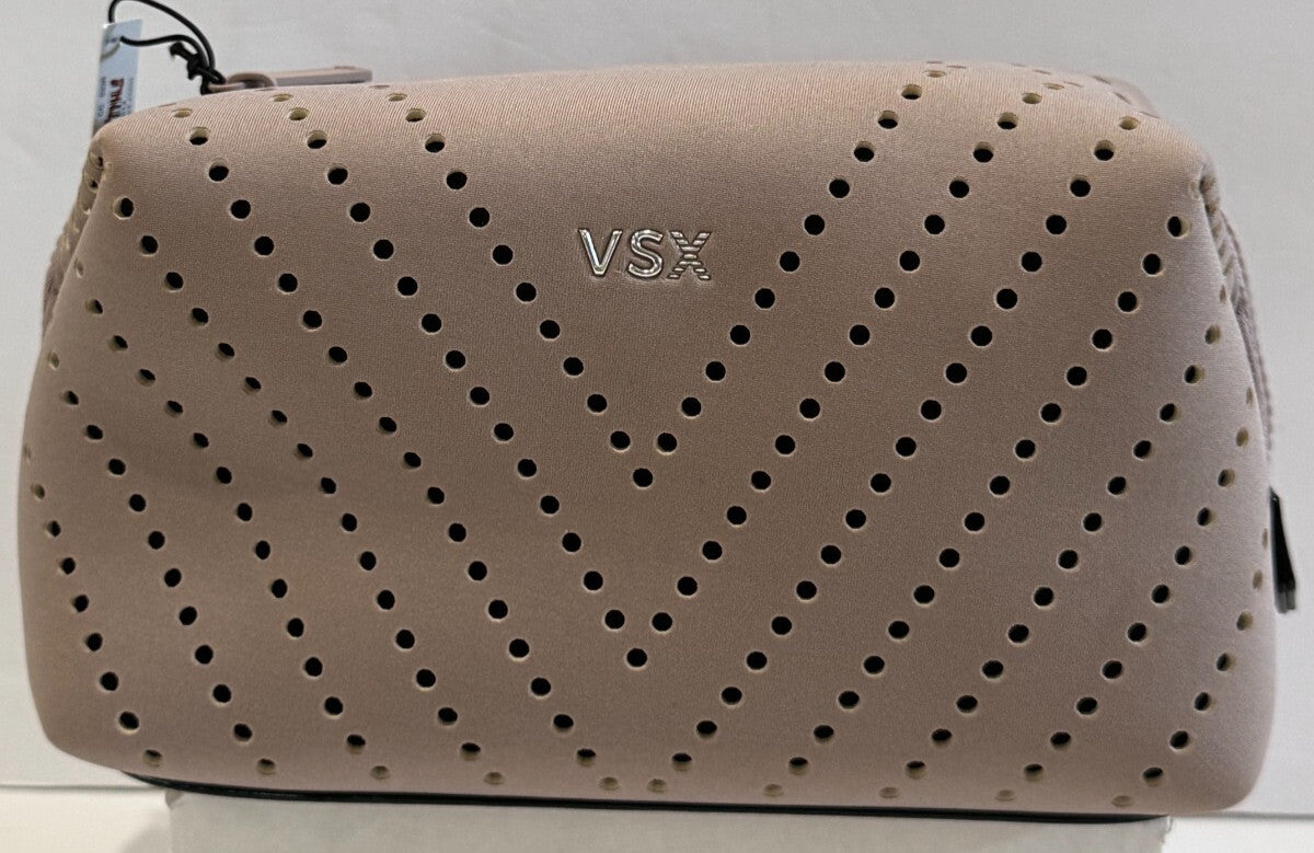 Victoria's Secret VSX Snap Makeup Bag Brown Portable Cosmetic Organizer