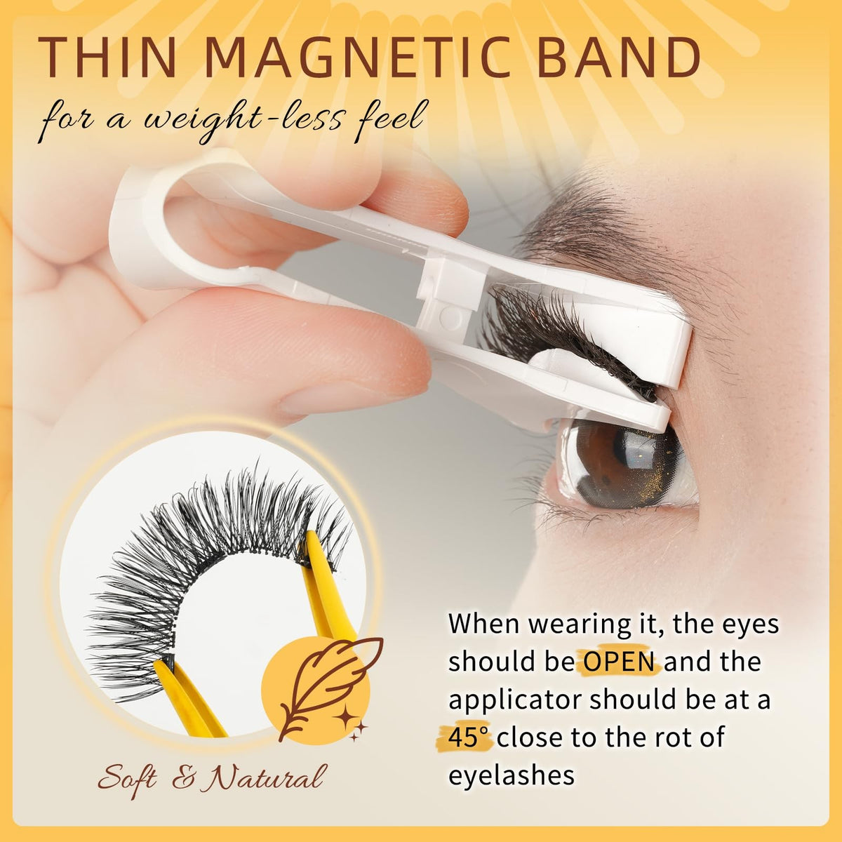 Magnetic Eyelashes Kit Reusable 2 Pairs No Glue Natural Look Easy to Apply