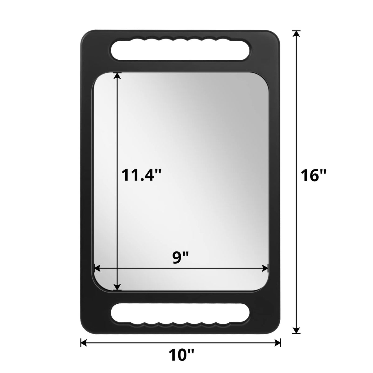 Drop-Proof Hand Mirror with Dual Handles, 16x10in Large Rectangular Mirror
