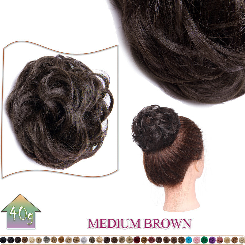 Curly Messy Bun Hair Extension Scrunchie Natural Updo Thick Human Hair