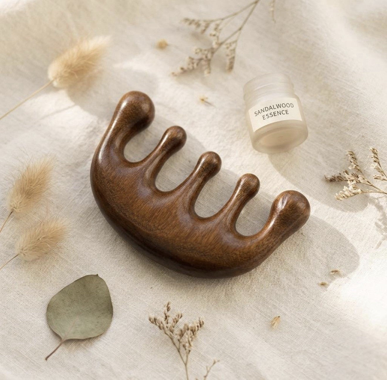 Wooden Scalp Massager & Gua Sha Comb Set for Hair Growth - 2 Pack