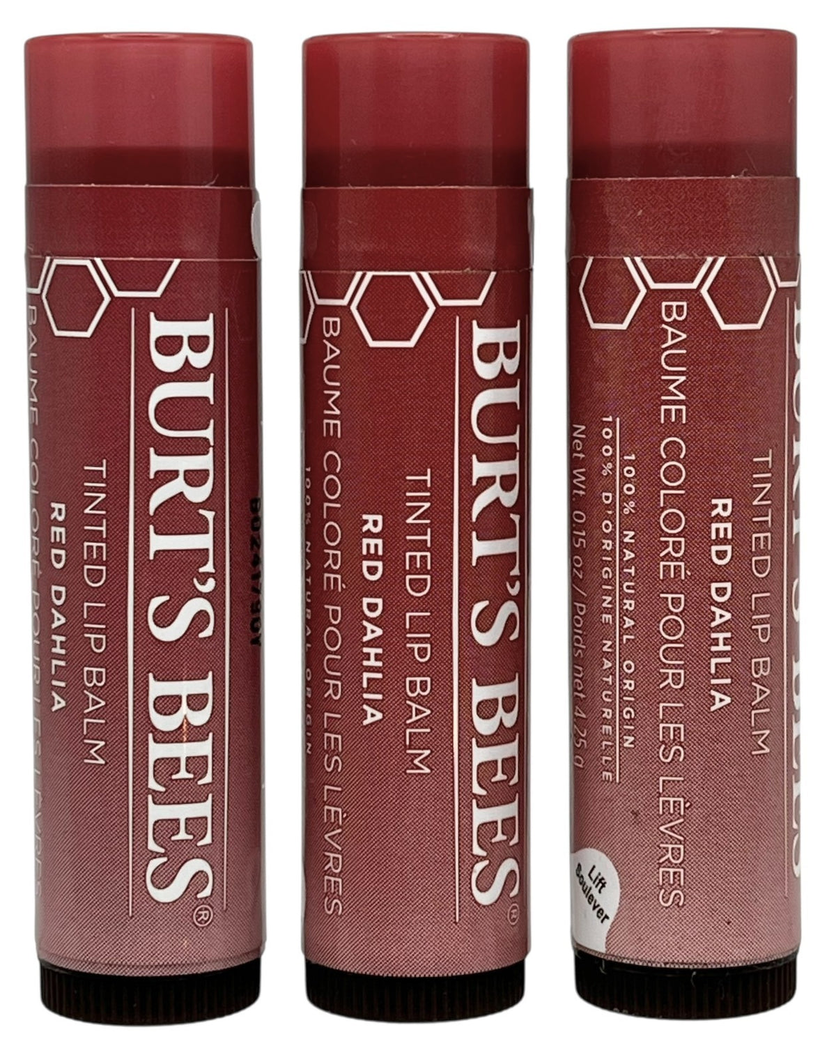 3 Pack Burt's Bees Tinted Lip Balm Set - All Natural, Hydrating & Nourishing