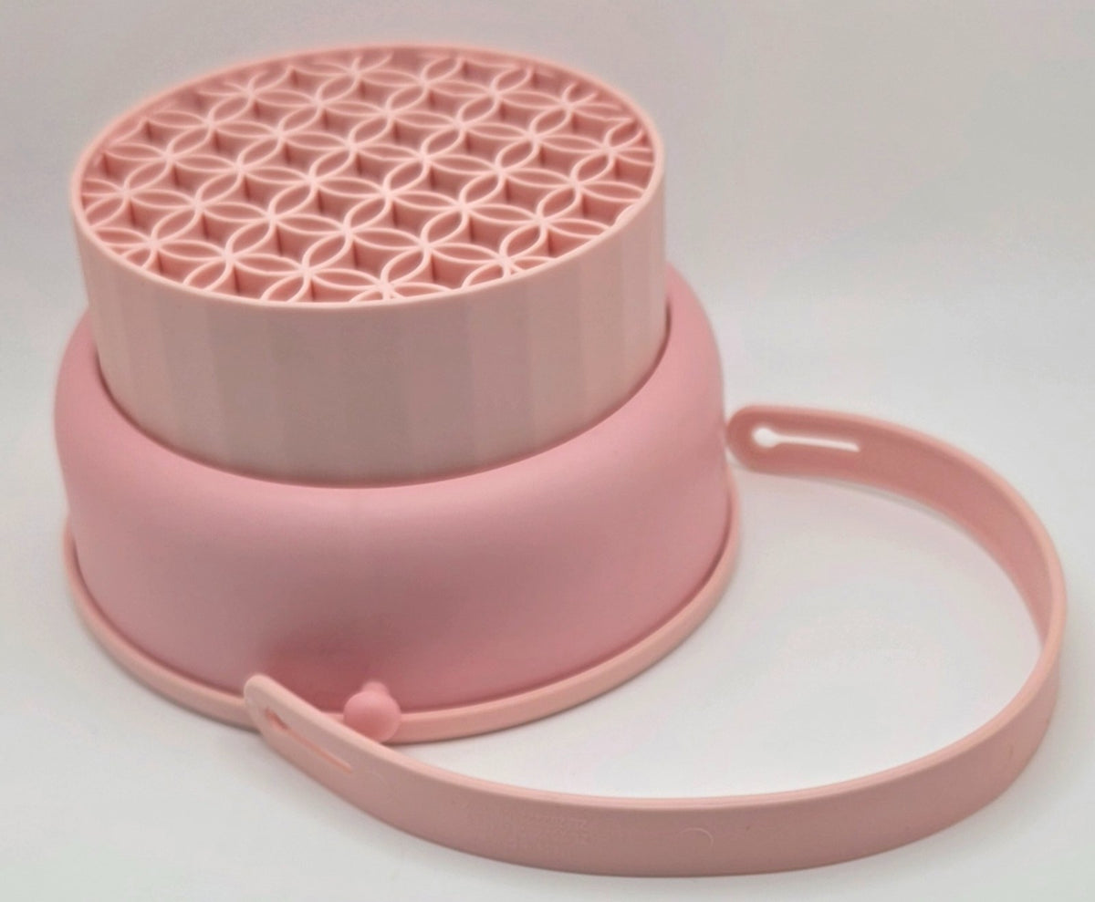 Silicone 3-in-1 Makeup Brush Cleaning Bowl Storage Container - Pink