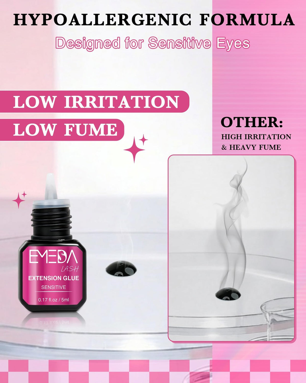 Eyelash Extension Glue - Sensitive, Extra Strong Hold, 8 Weeks, 1 Sec Dry