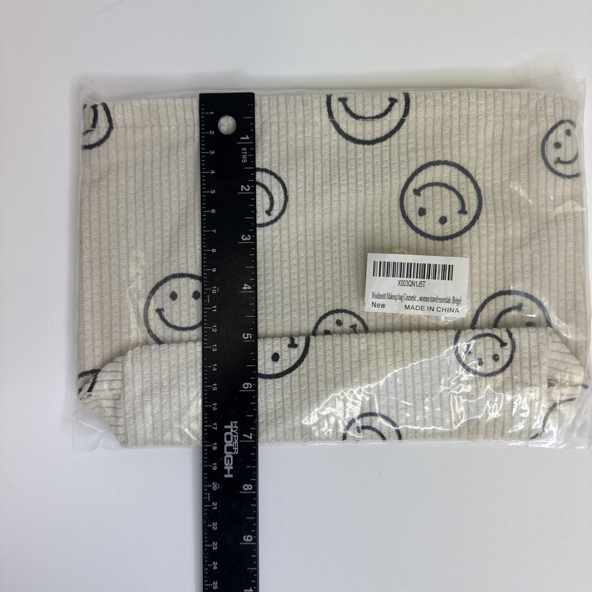 3 Pack Corduroy Makeup Bags for Women - Cosmetic Travel Organizer with Smile Face Design