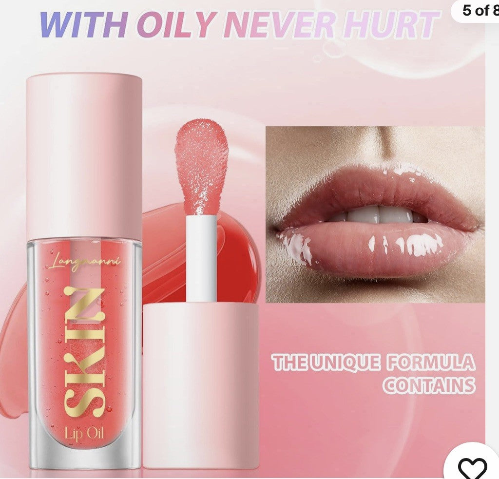 Langmanni Lip Gloss Oil No-Sticky Lip Oil Set - Strawberry & Coconut Flavors