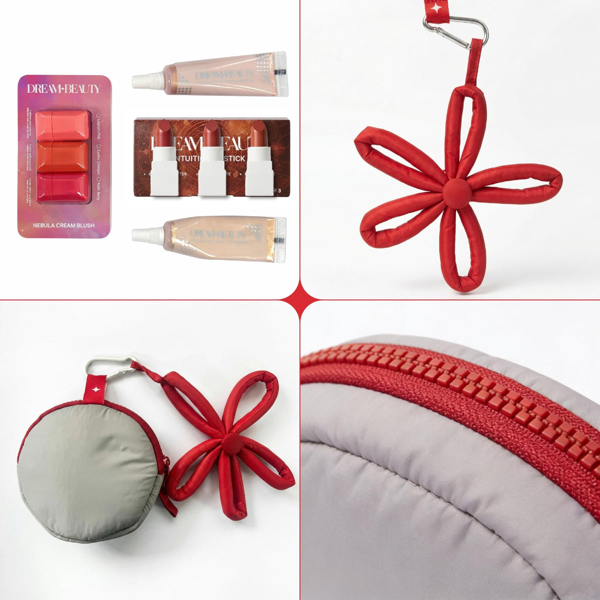 Mini Makeup Kit with Clip-On Bag - 8-Piece Travel Cosmetic Set