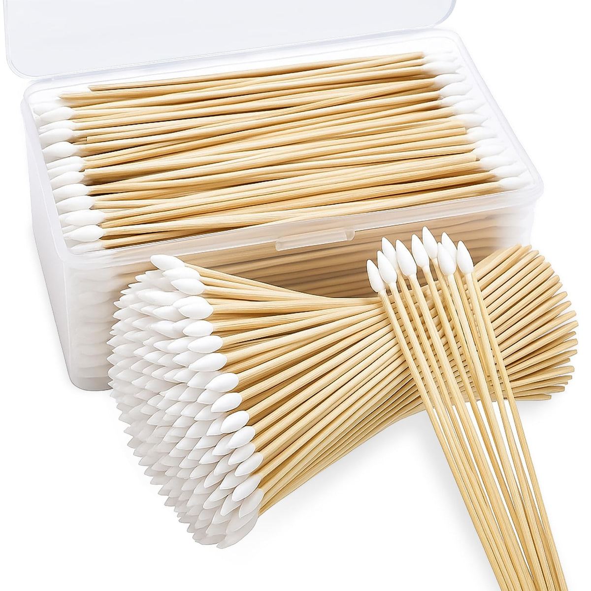 500 Pcs Pointed Cotton Swabs with Storage Case - Precision Cleaning Tools