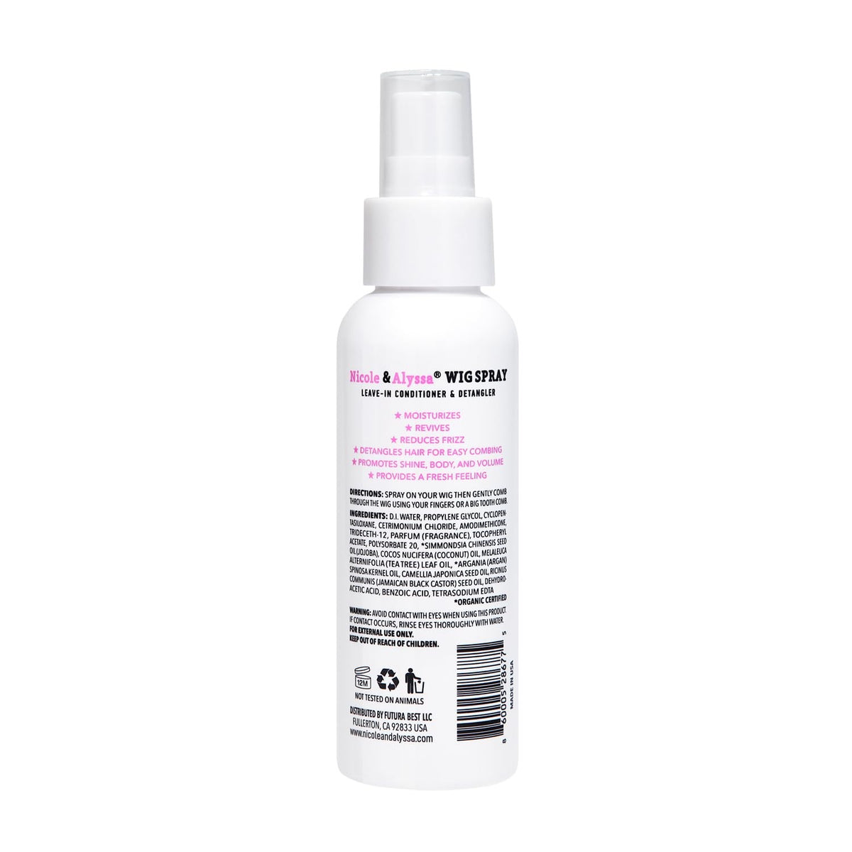 Wig Spray for Synthetic Hair - Detangles, Adds Shine & Controls Frizz - 3.38 Fl Oz