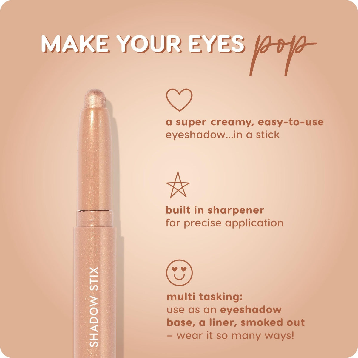 Cream Eyeshadow Stick Bundle - Long-Lasting, Vibrant Colors, 4 Pack