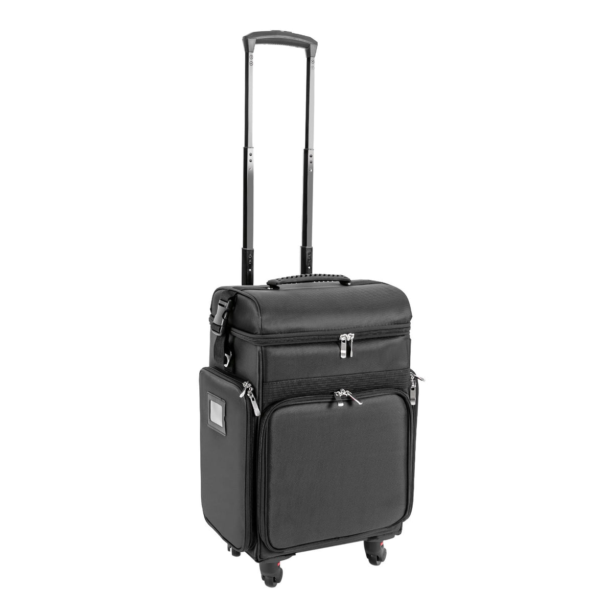 Travel Makeup Trolley Case with Multiple Compartments - Professional Rolling Cosmetic Bag