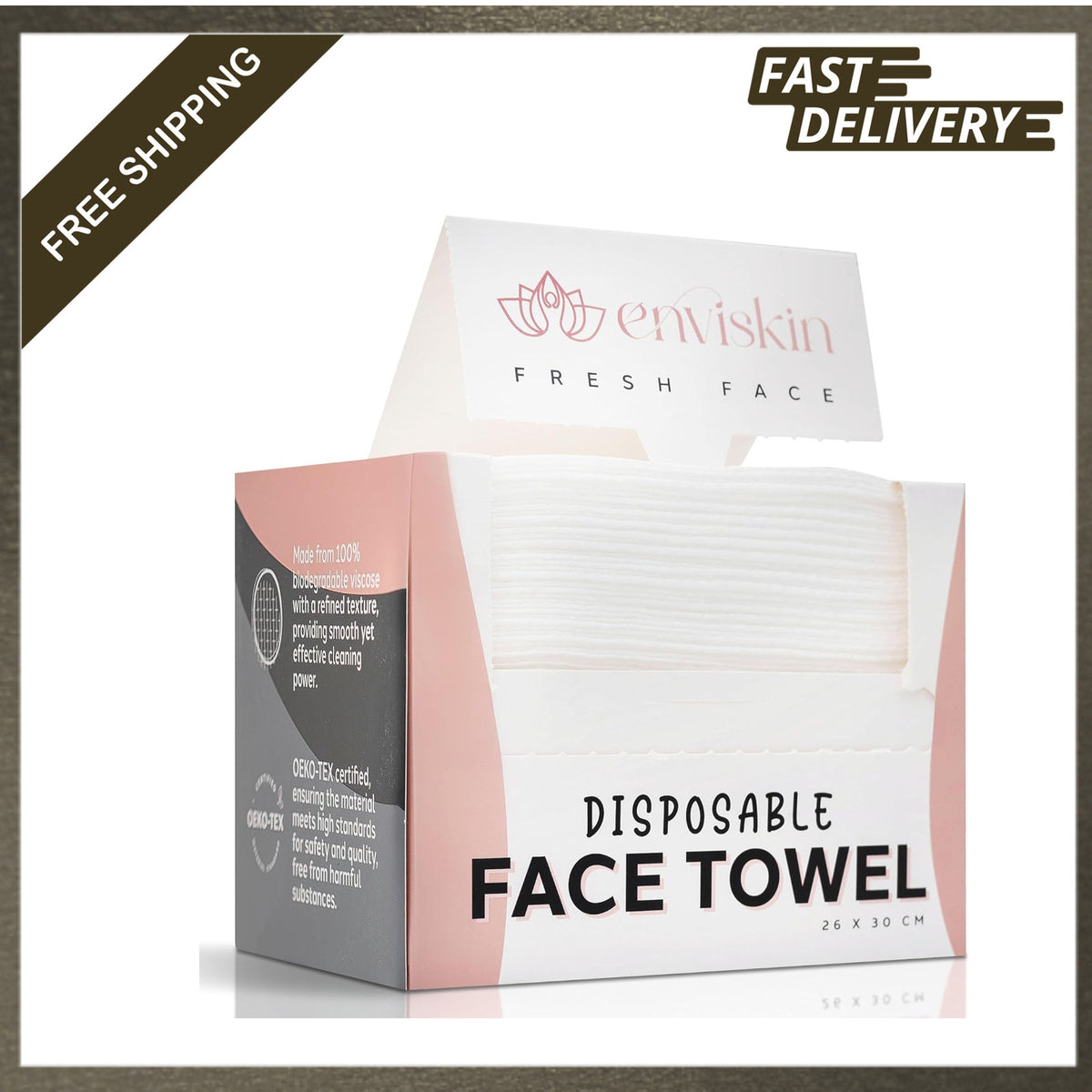 Disposable Plant-Based Makeup Remover Wipes 10x12 Inch Soft Face Towels - 50 Pack