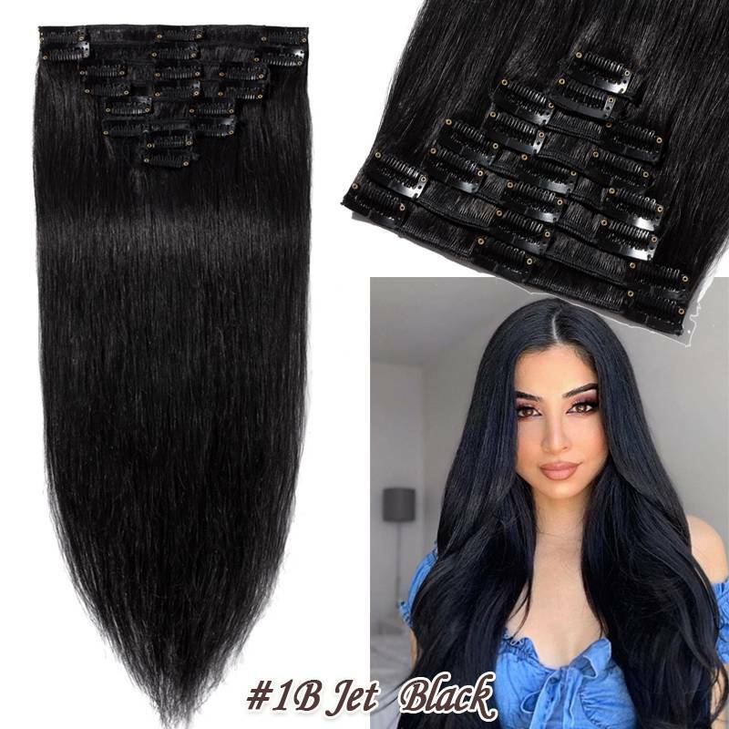 Clip In Hair Extensions Full Head Remy Human Hair 8-24 Inch Multiple Colors & Lengths