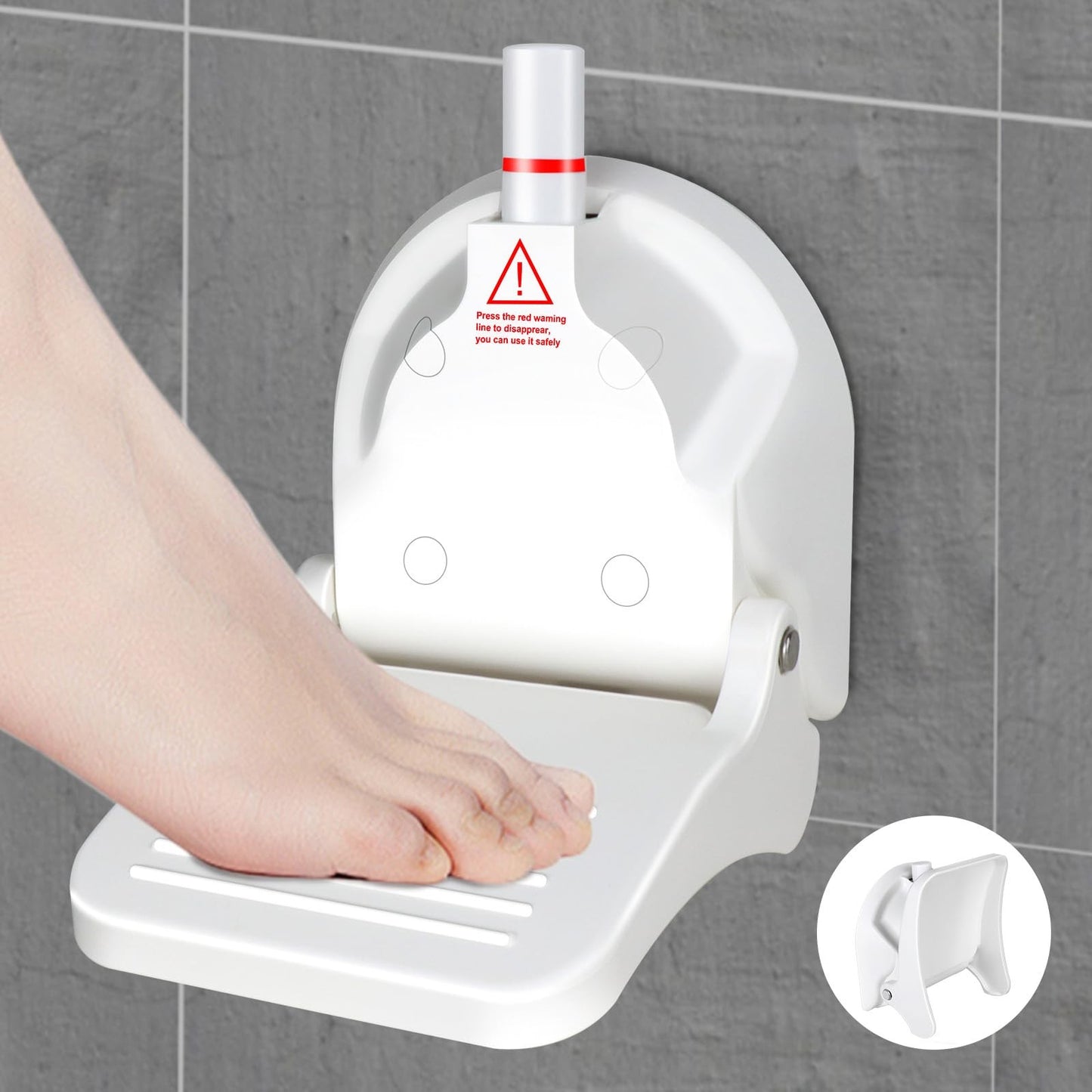 Shower Foot Rest with Suction Cup Support – White, 3-inch Diameter