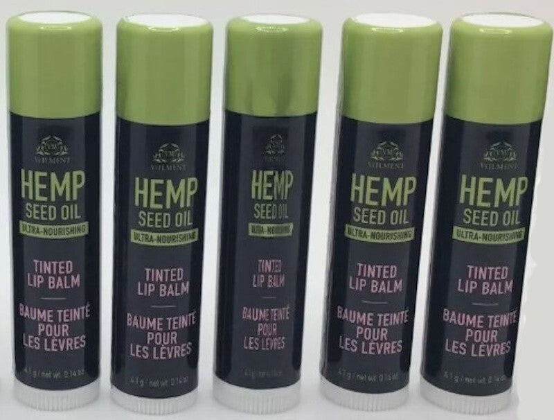 Hemp Seed Oil Tinted Lip Balm Set - Ultra-Nourishing, Hydrating, 5 Colors
