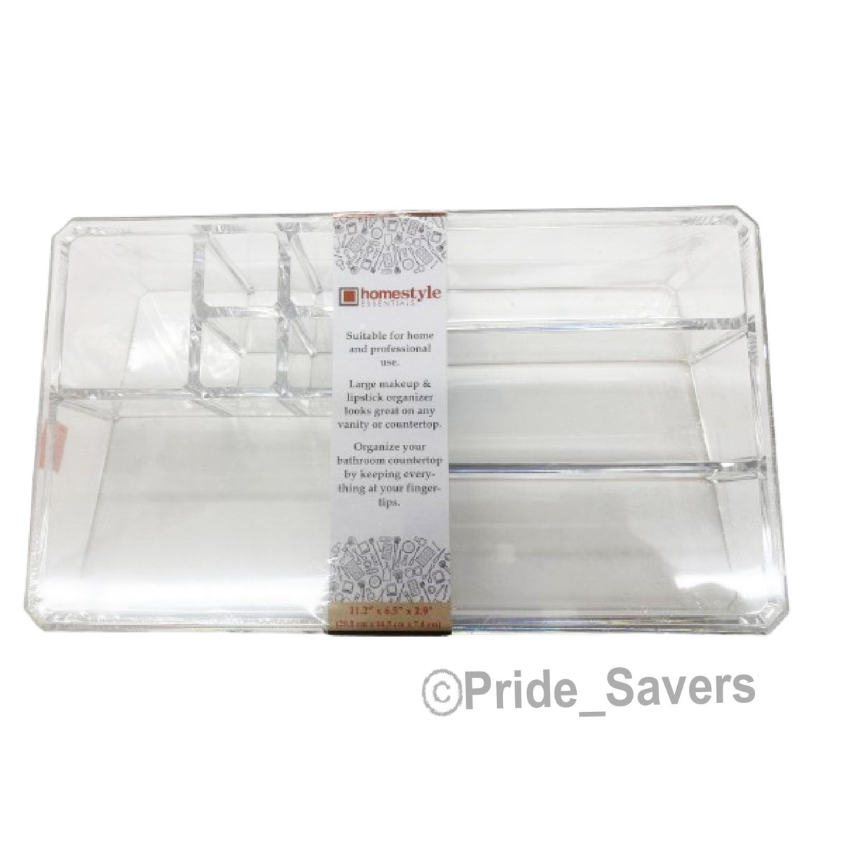9 Slot Makeup Organizer with Rose Gold Lining - Clear Acrylic Cosmetic Storage