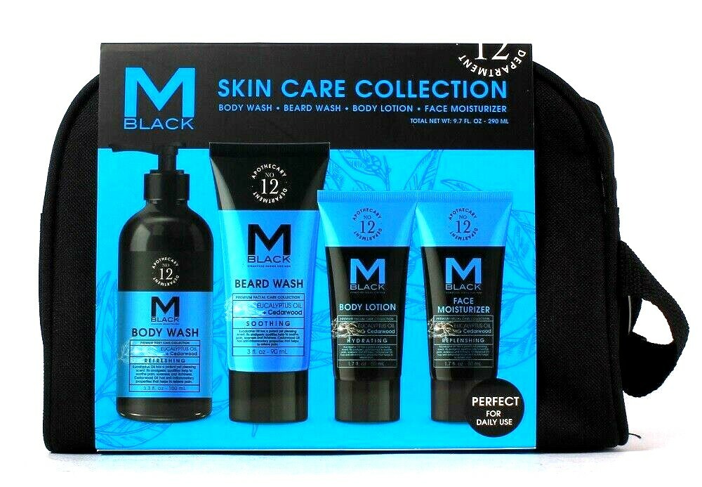 Men's Eucalyptus & Cedarwood Skin Care Set - Body Wash, Beard & Face Lotion
