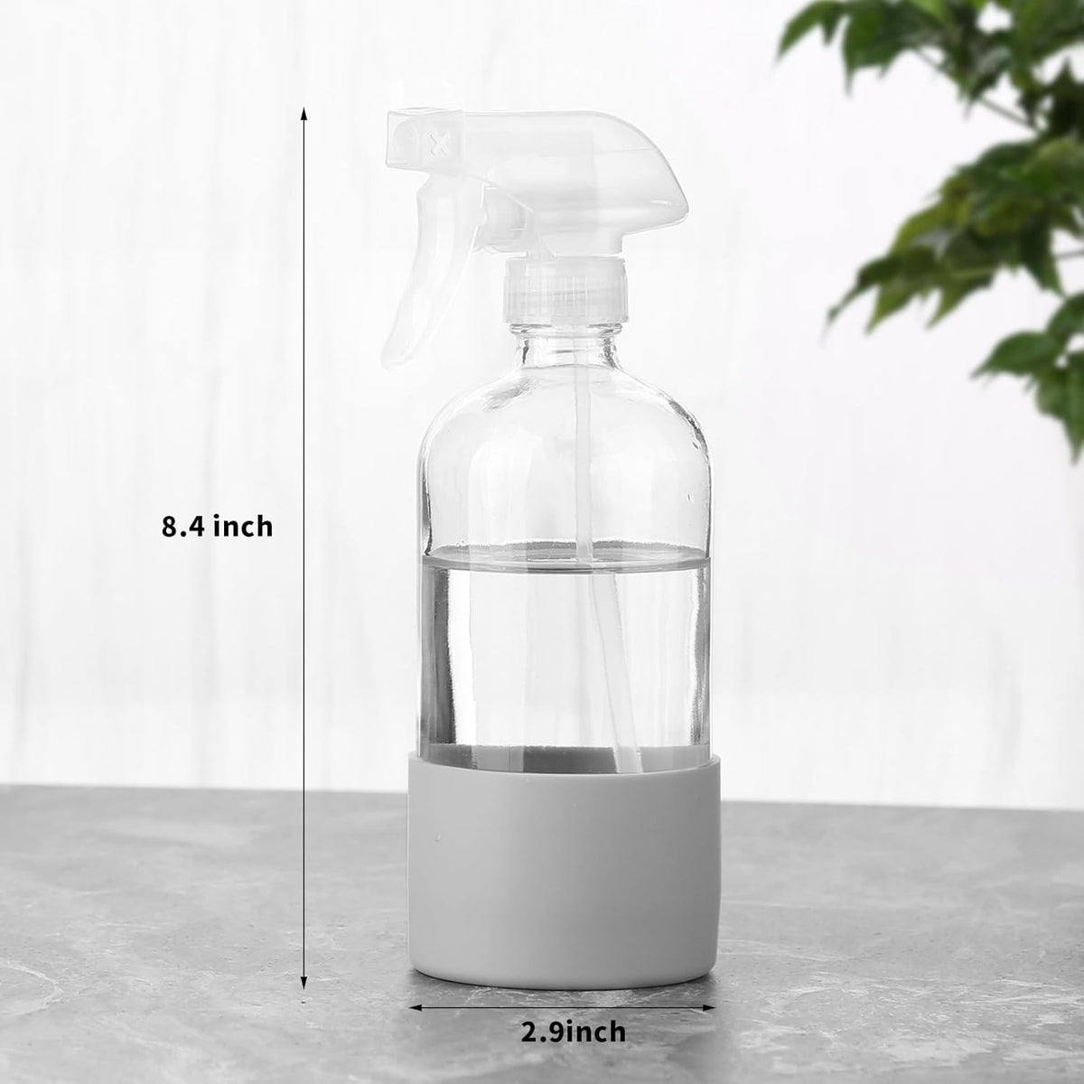 16 Oz Glass Spray Bottles with Silicone Sleeve, Refillable & Leak-Proof