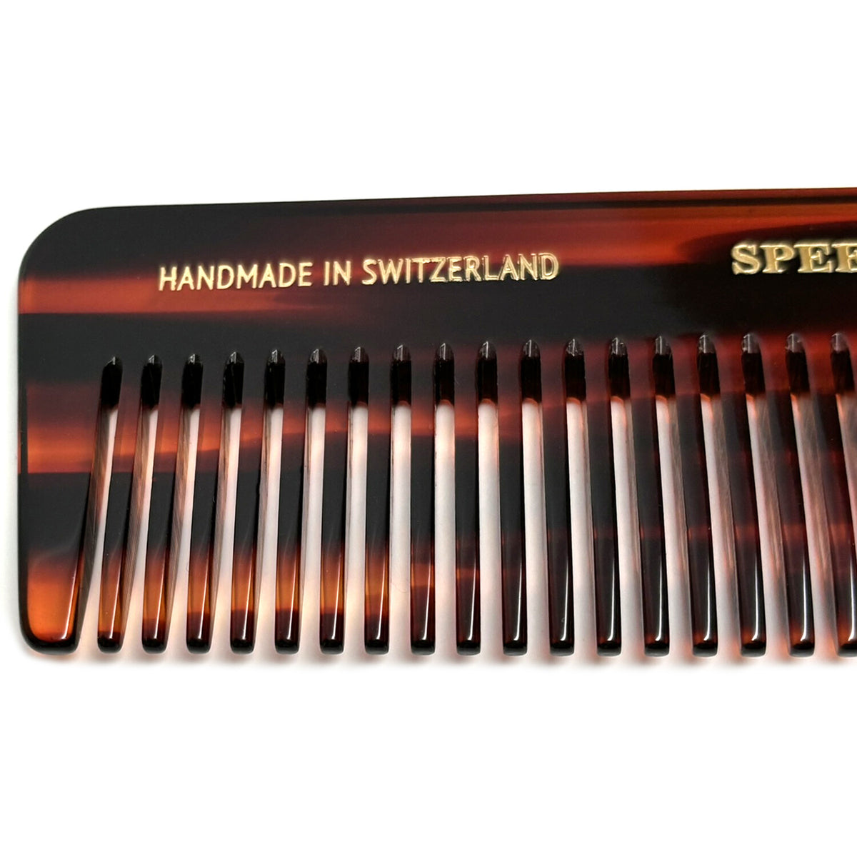 Handmade Swiss Cellulose Acetate Hair Comb - Style #18, 5 Inch Havana Tortoise Brown Gold