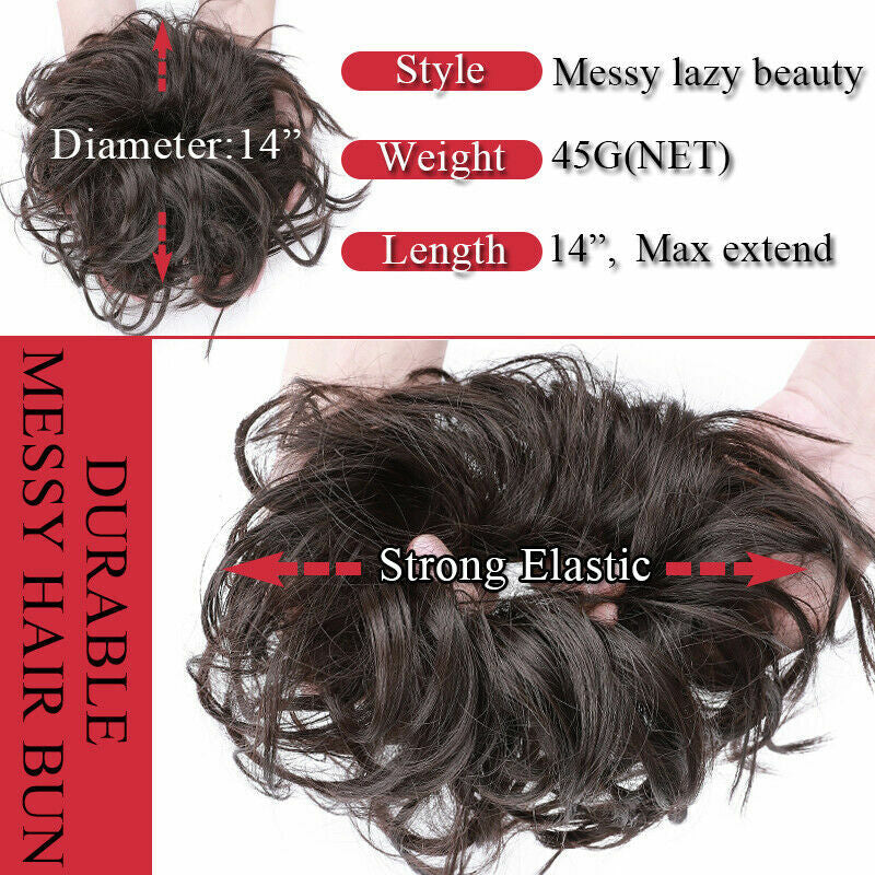 Large Messy Bun Hair Extension Wrap-On Ponytail Scrunchie for Voluminous Updo