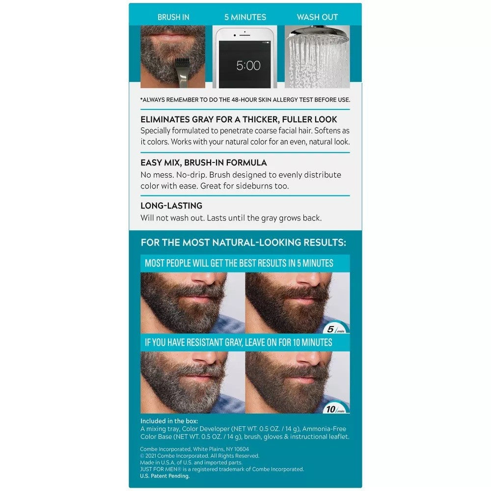 Mustache & Beard Color Kit - Real Black M-55 Easy Brush-In