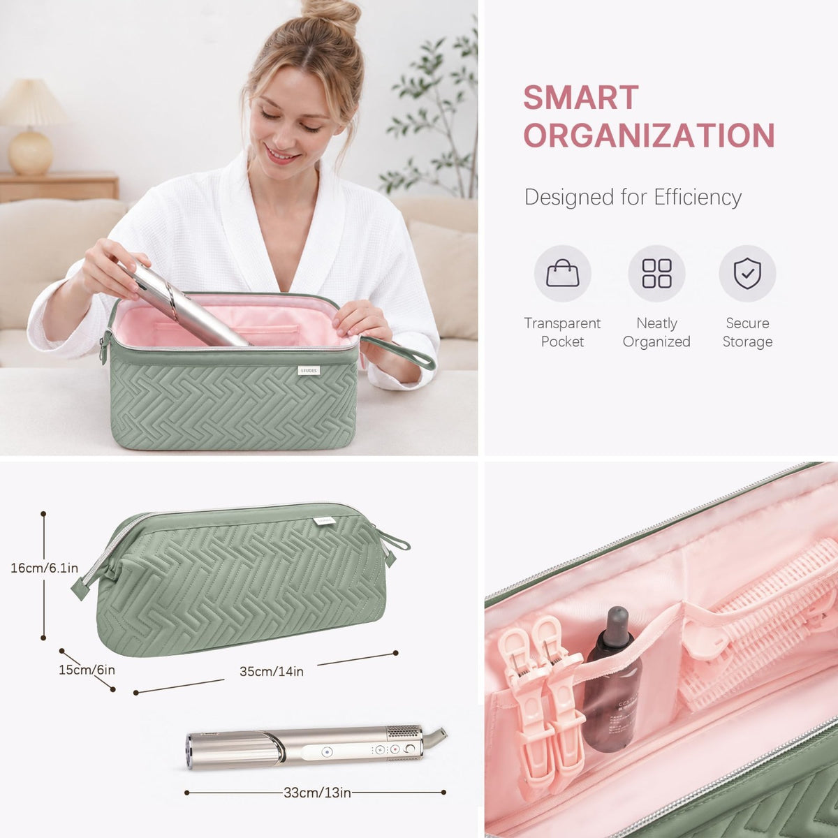 Travel Hair Tool Organizer Bag Waterproof Storage Case for Curling Iron & Dryer