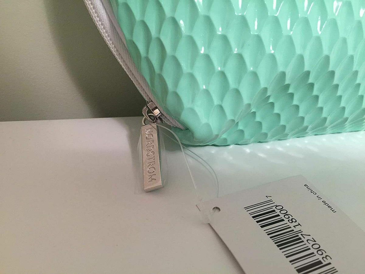Large Green Cosmetic Travel Bag with Zipper - 10x8 Inches