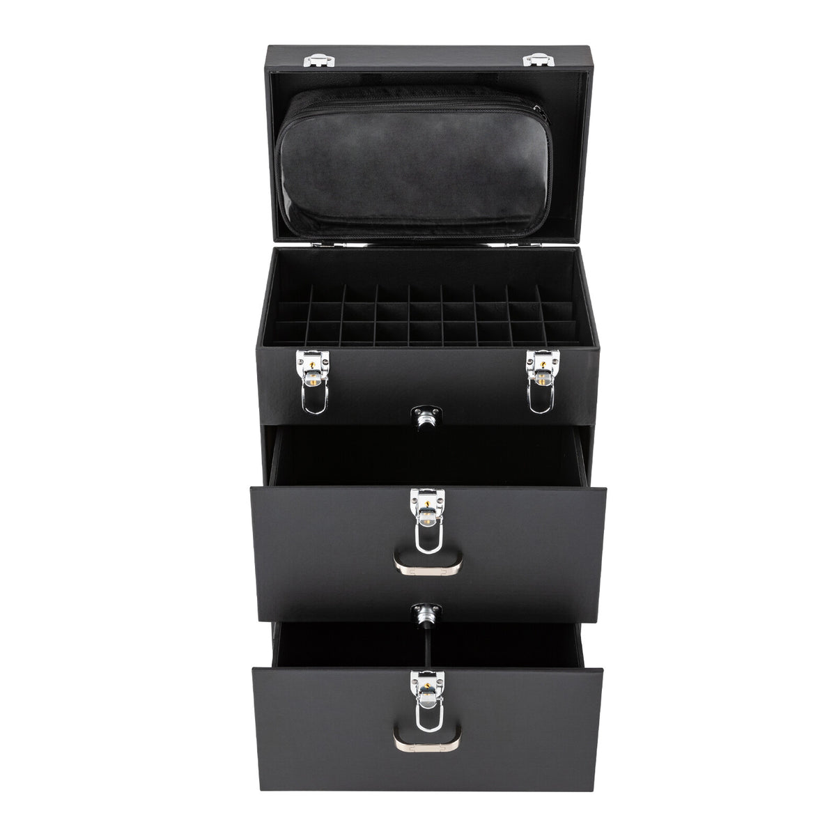 Rolling Makeup Train Case Aluminum Cosmetic Trolley Organizer with Locking Drawers