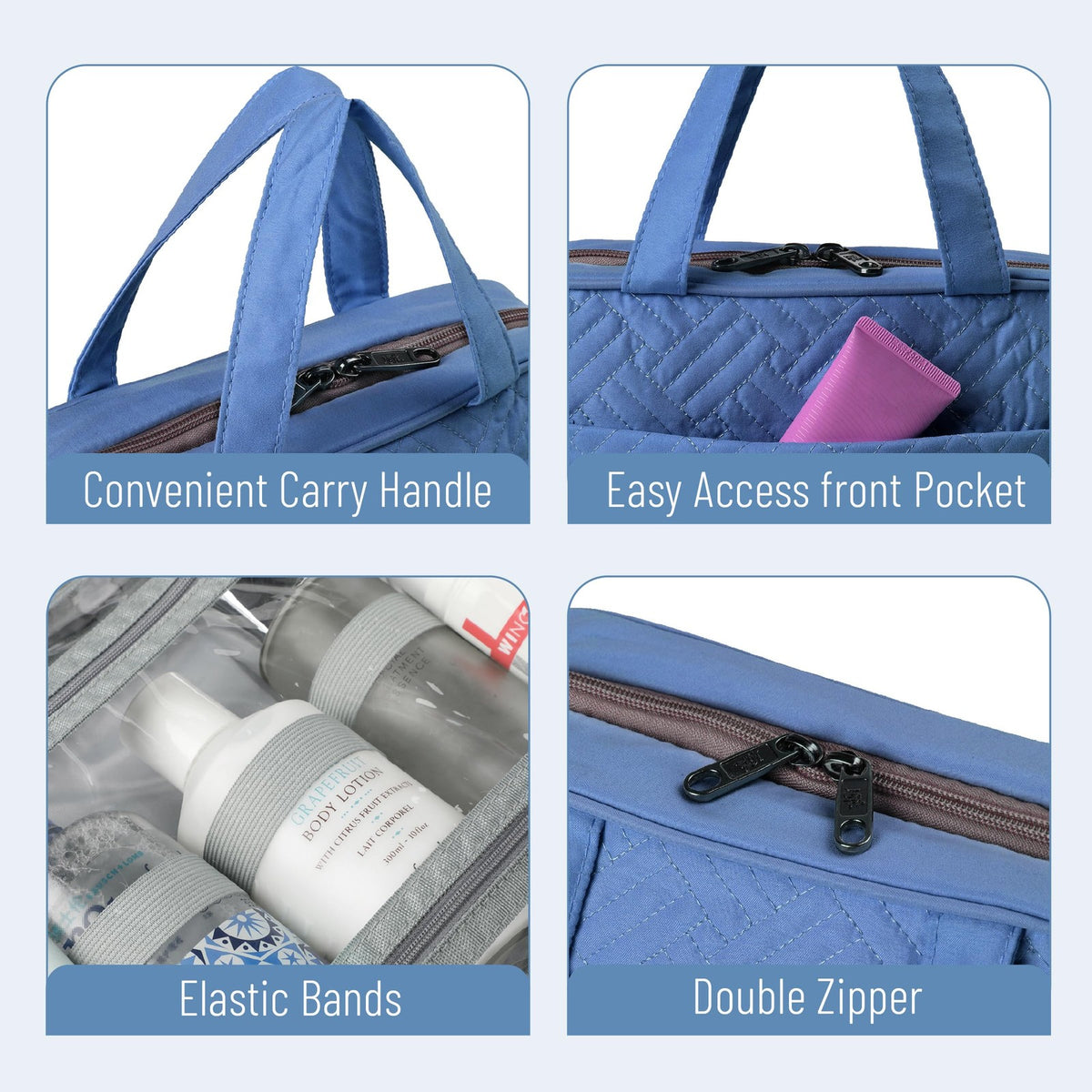 Travel Toiletry Bag Organizer Water-Resistant Hanging Cosmetic Case