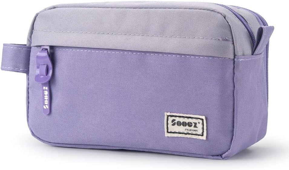Large Pencil Case with Handle & Compartments for Students - Organizer Bag