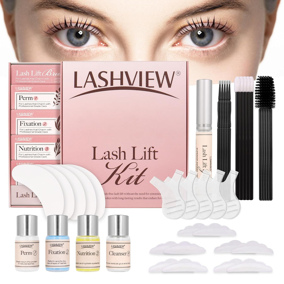 Professional Lash Lift Kit with Silicone Pads & Glue for Eyelash Perming
