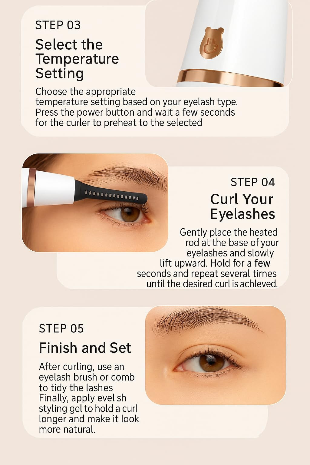 USB Rechargeable Heated Eyelash Curler with LED Display, Safe & Long-Lasting Curl