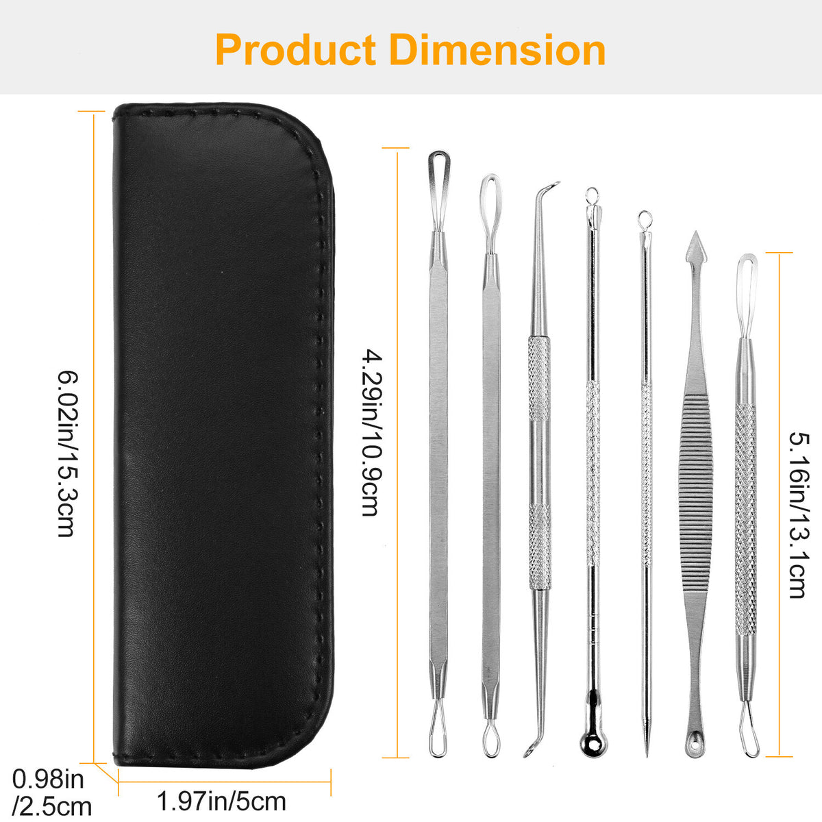 7Pcs Blackhead Remover Kit Stainless Steel Comedone Acne Extractor Tools